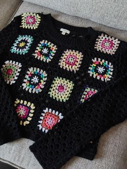 Debut Granny Square Crochet Sweater size small