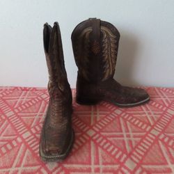 TEXAS COUNTRY BOOT PYTHON CINCELADO CAFE E680 RODEO TOE 9.5