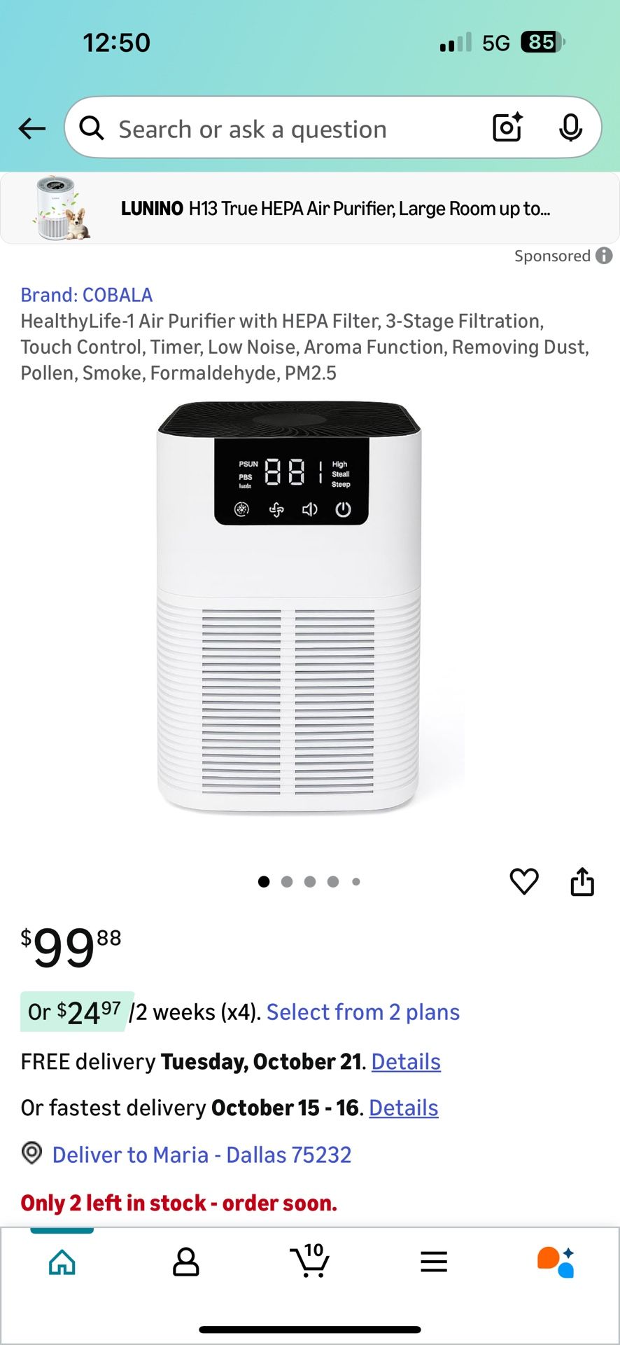  Desktop Air Purifier for Office and home which Covers 1000Ft to1070Ft with true Heba Filter - Sleep peacefully with noise levels as low as 22 dB - Re