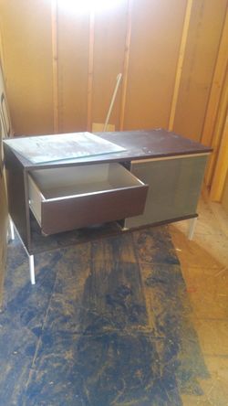 Mini cabinet / desk with glass slider