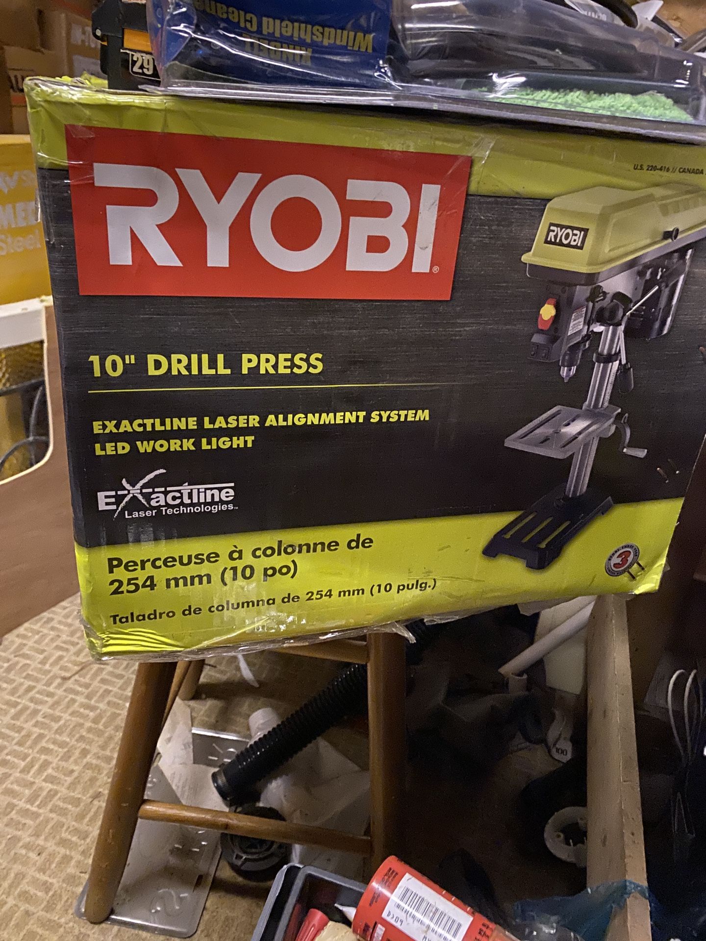 New In Box Ryobi Drill Press With Extra line Laser Alignment