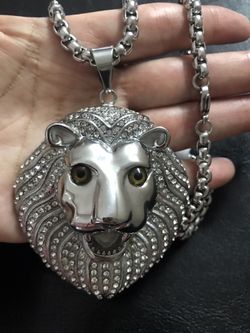 Stainless Steel Large Lion 🦁 Pendant With Chain