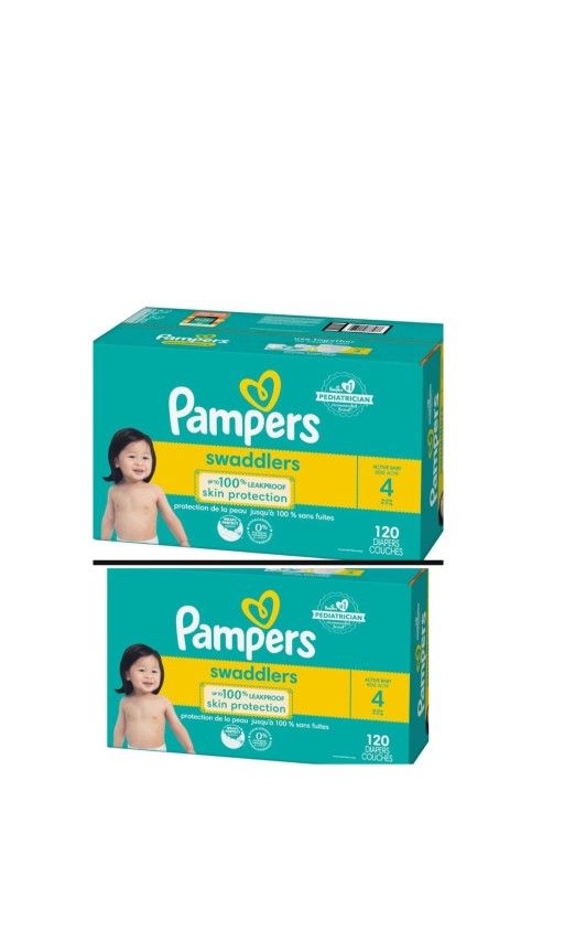 2 Unopened Size 4 Pamper Swaddlers 120ct X2 