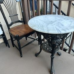 Vintage Bistro Set – Marble Table & Chair