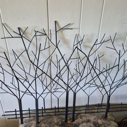 Metal Artwork Trees with Fence