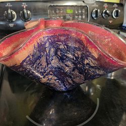 Beautifully Hand Blown Abstract Glass Vase Bowl