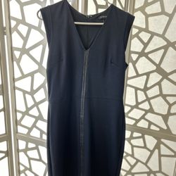 Banana Republic Faux Leather Navy Dress