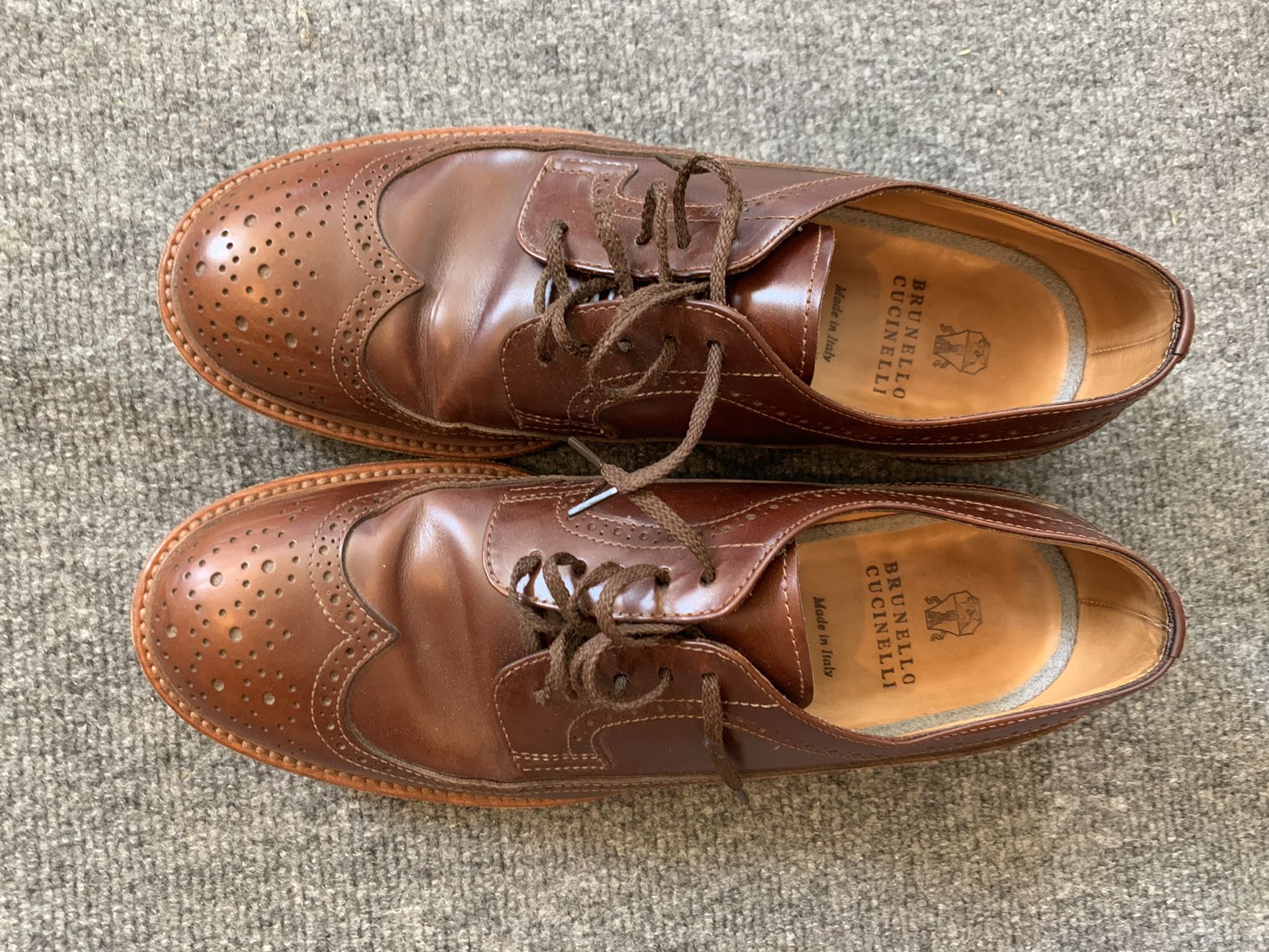 Brunello Cucinelli brown genuine leather business shoes