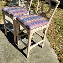 Pair of Vintage  Rattan Bar Stools 