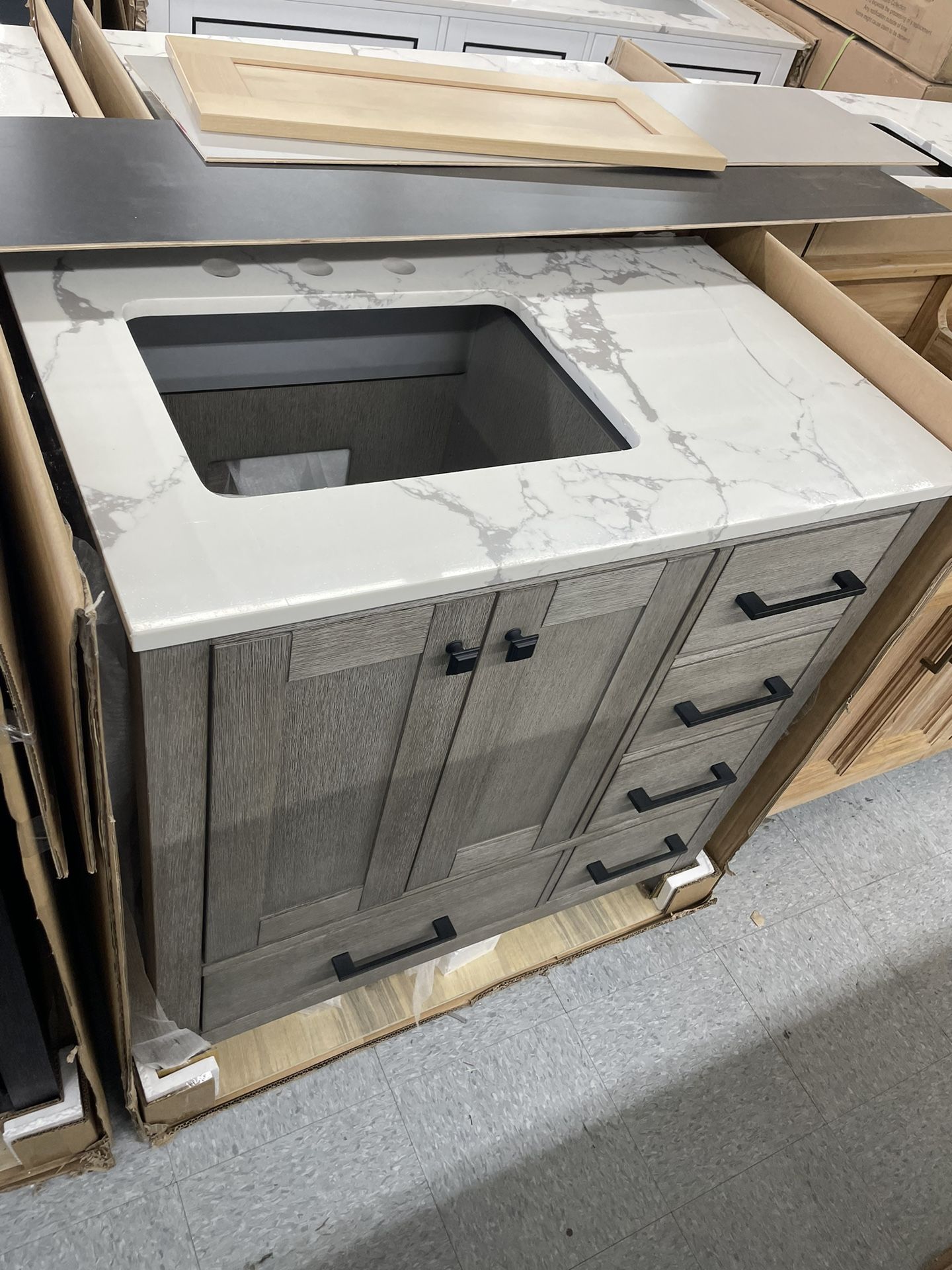 36” Solid Wood Bathroom Vanity With Quartz Top Home & Garden