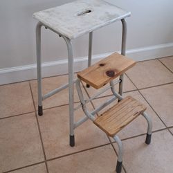 Vintage Hailo Folding Stool Household Ladder Workshop Chair Step Stool 1960s