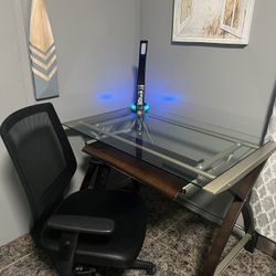 Glass Office Desk With Chair 