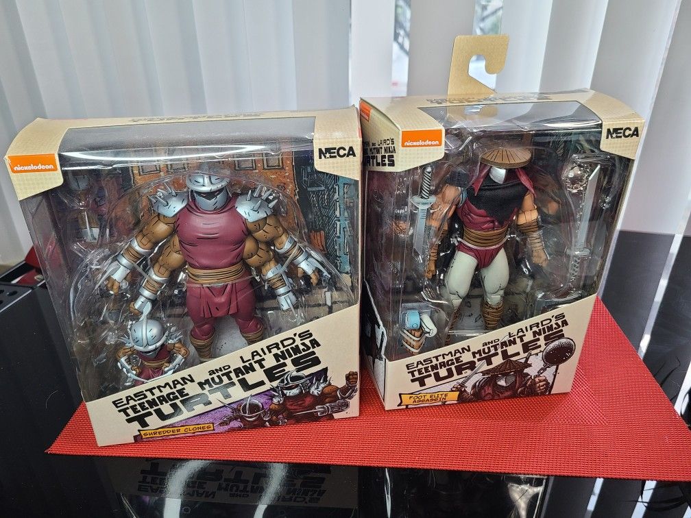 Neca TMNT Eastman Mirage Comics Karai Shredder & Foot Elite Assassin Action Figure Bundle