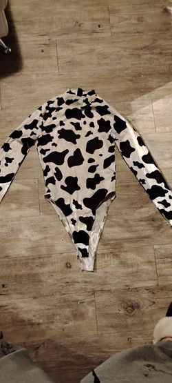 Cow Print Long Sleave Body Suite Top.