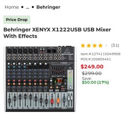 Behringer XENYX X1222USB USB Mixer With Effects