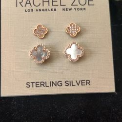Silver And 14 K Gold Plated Earrings 