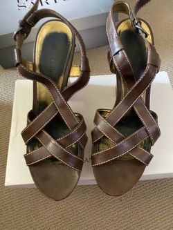 Marc Fisher Brown Strappy High-Heel Sandals