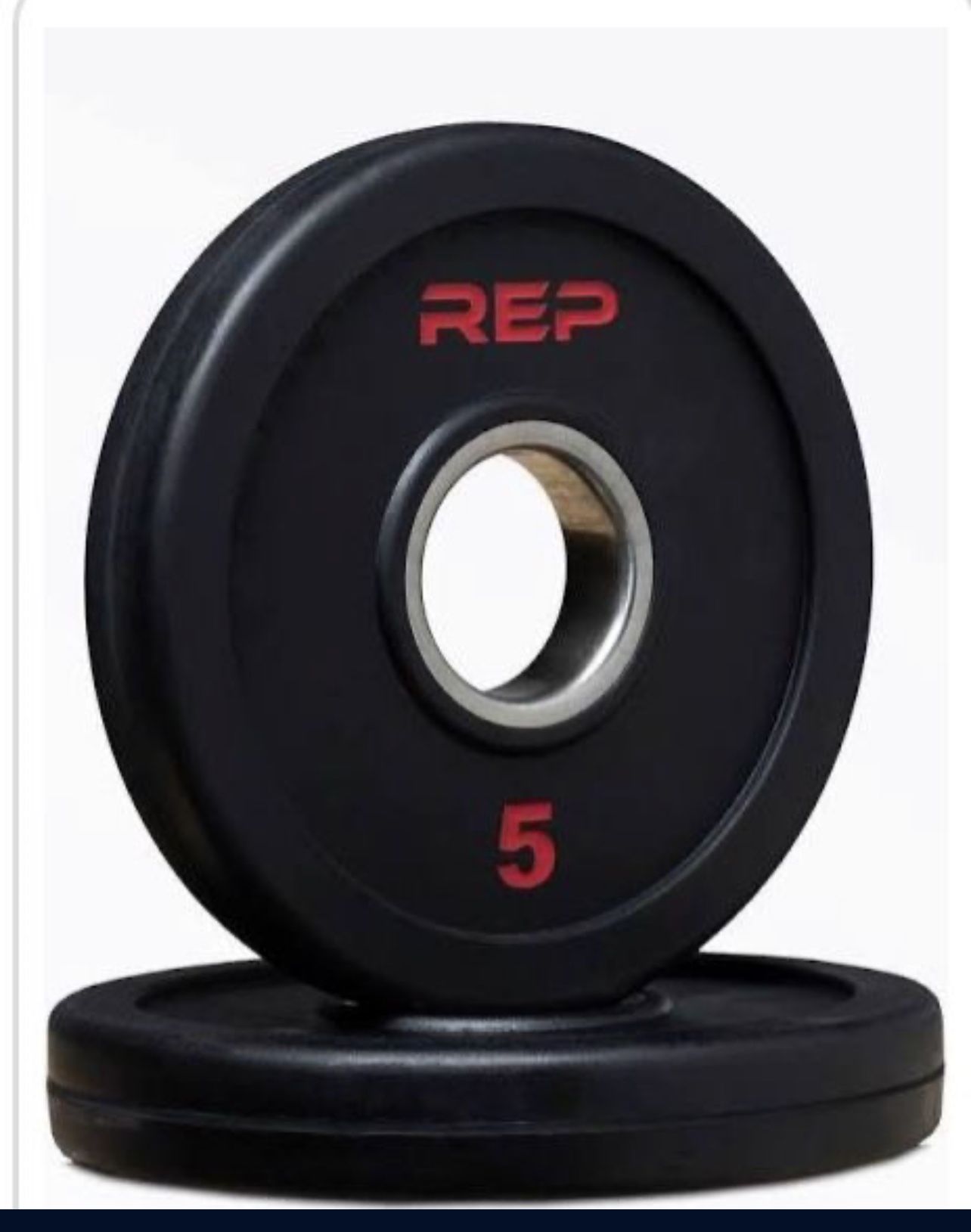 Bumper rubber plates olympic size 5 lb, 2 new plates 