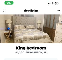 King bedroom sets with 2 night stands dresser,chest,lamps, bench and tv.