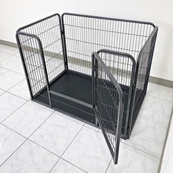 Brand New $110 Heavy-Duty Dog Pet Playpen w/ Plastic Tray Indoor Outdoor Cage Kennel 4-Panel, 49”x32”x35”