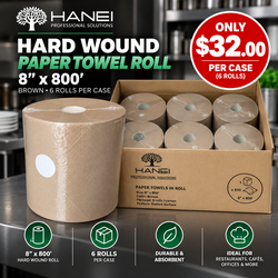 Hard Wound Paper Towel Rolls – 8" × 800' | Perforated Cut