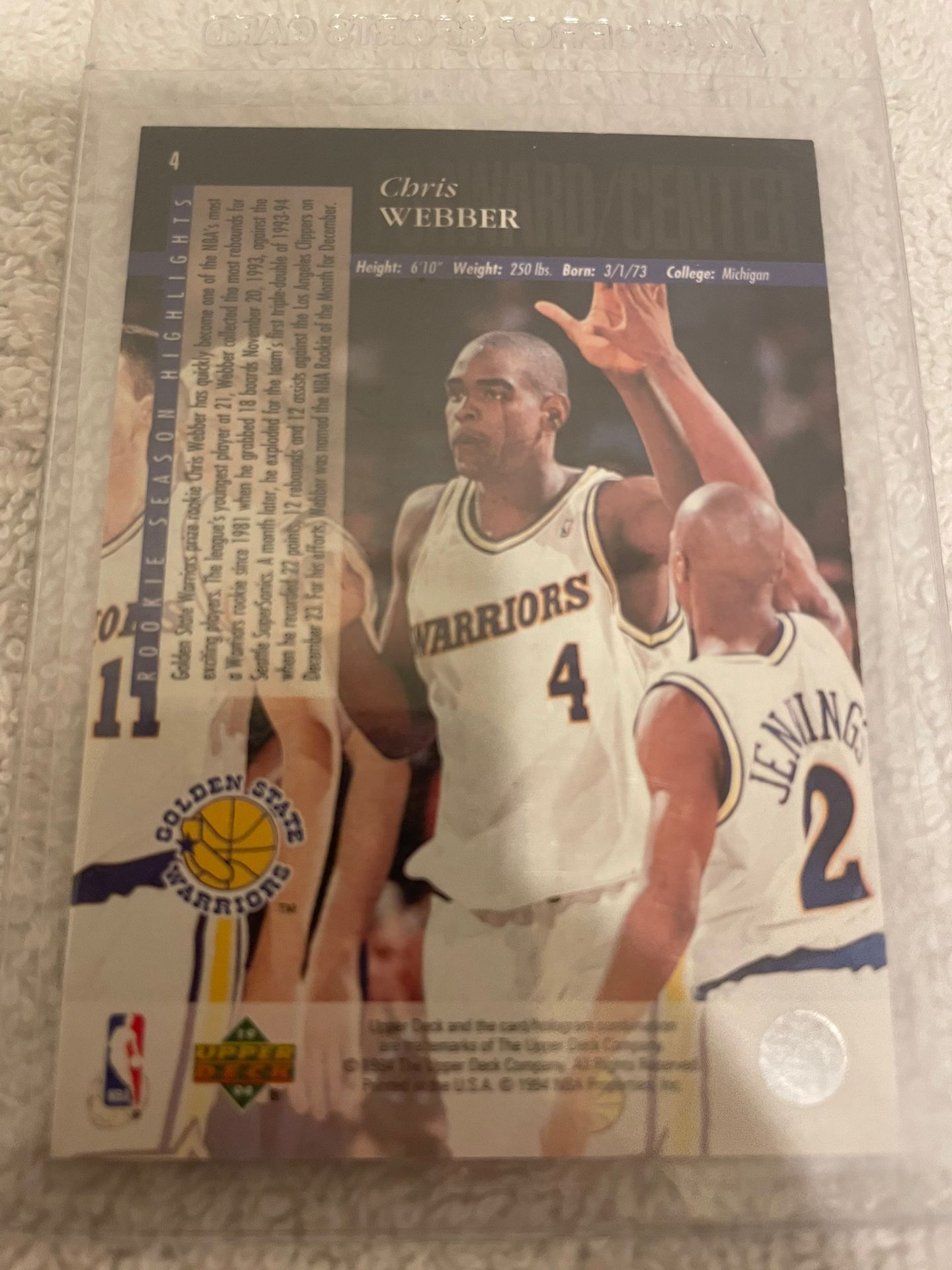 LOT OF 3 CHRIS WEBBER ROOKIE BASKETBALL BALL CARD