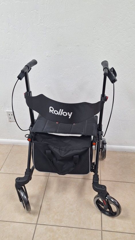 Rollator Walkers for Seniors with Seat, Lightweight Ultra-Compact Travel Rolling Walker, 350lbs Capacit