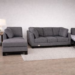 2 Piece Grey Sectional Couch 