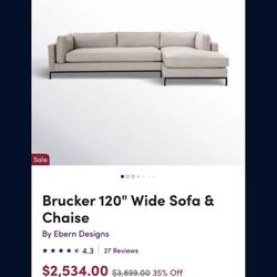 Modern 120” Sectional Sofa w/ Chaise