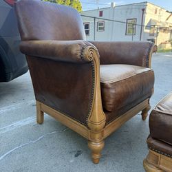 Vintage high back leather chair by Thomasville