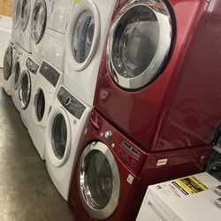 LG XL WASHER & DRYER ELECTRIC STACKED SET WORKS GREAT FREE ATTACHMENTS AND WARRANTY…