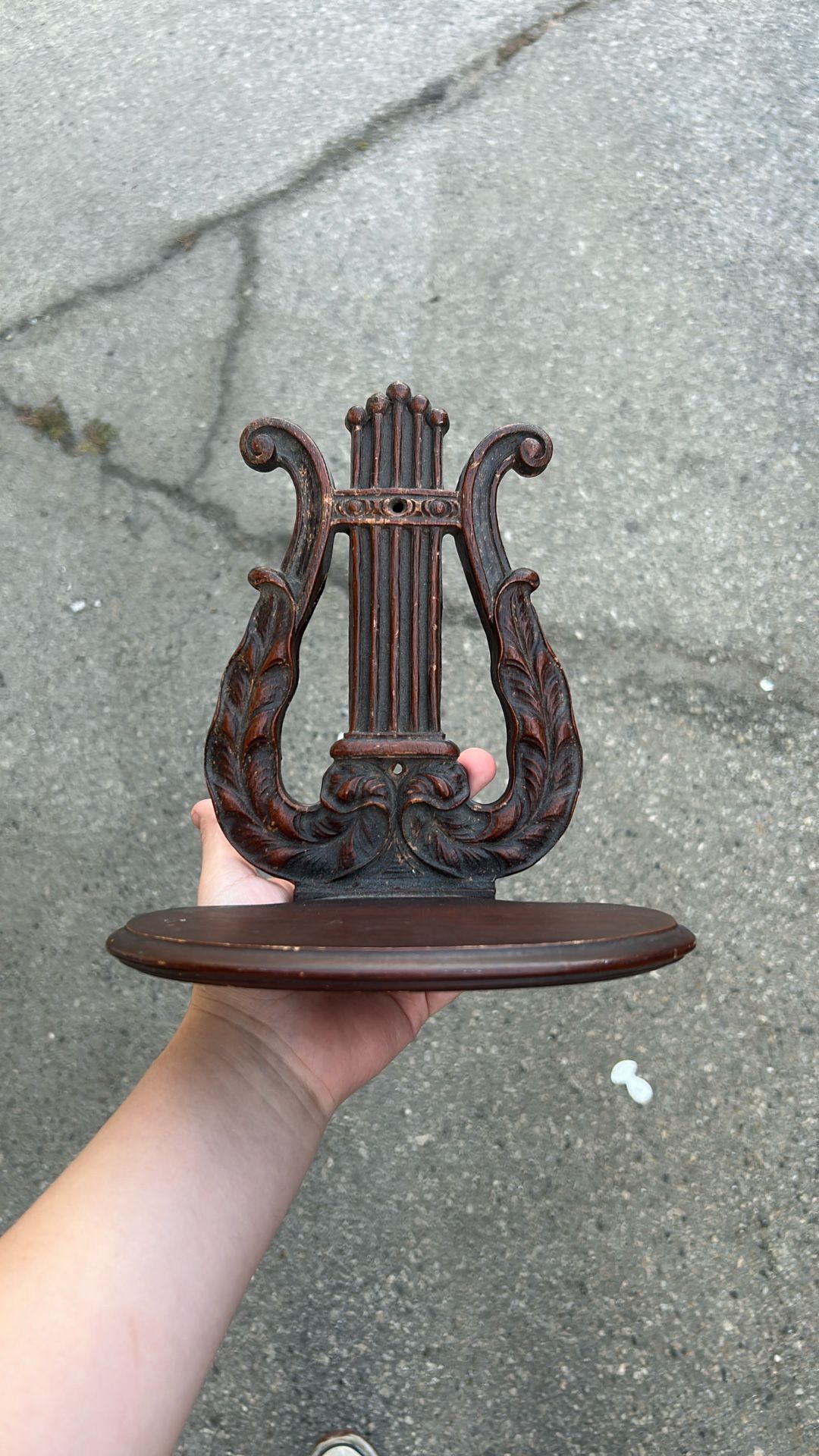 Vintage Real Wood Syroco Music Note Lyre Harp