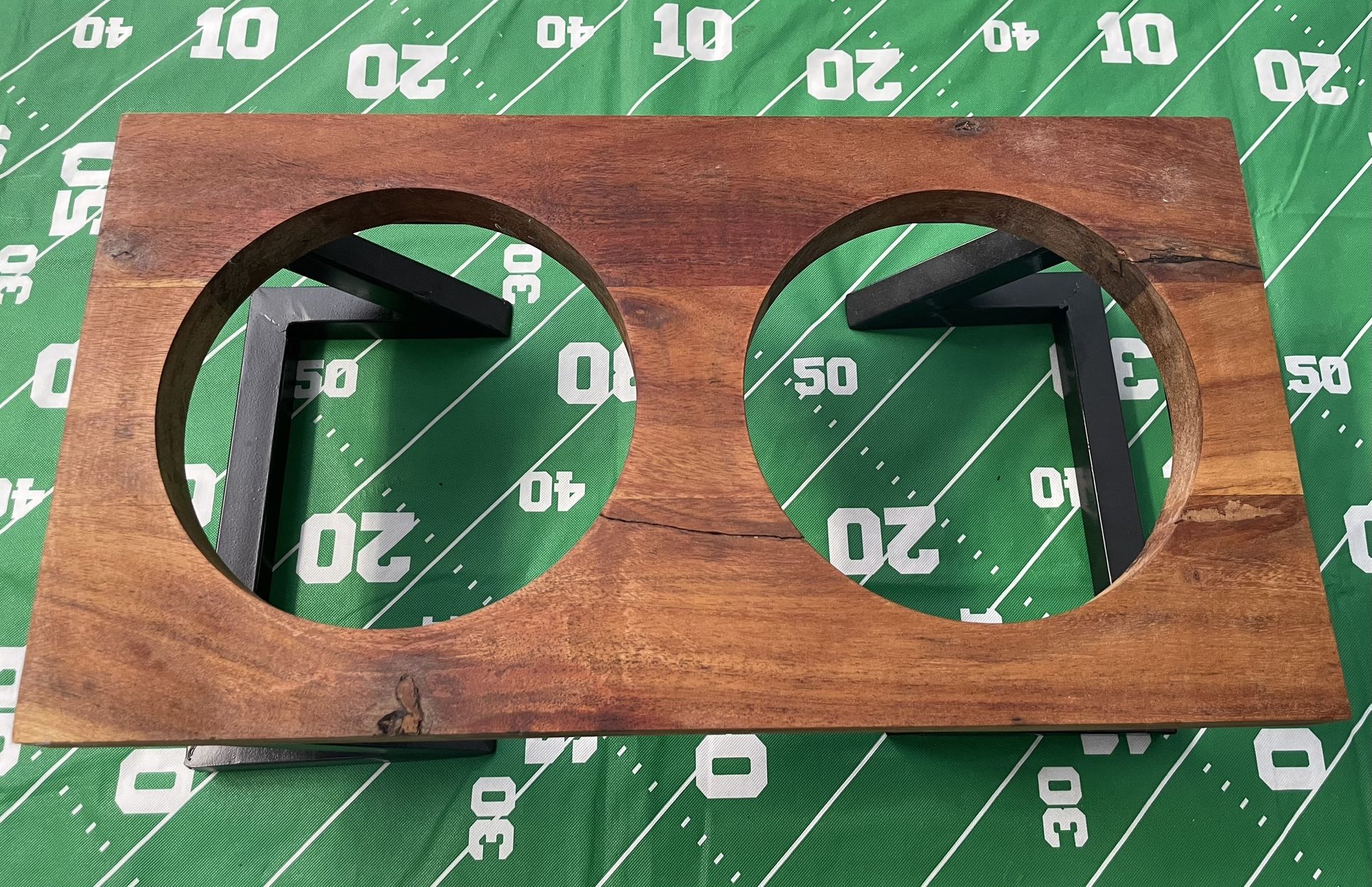 Wood & Metal Dog Bowl Elevated Stand-Holds 2 Bowls