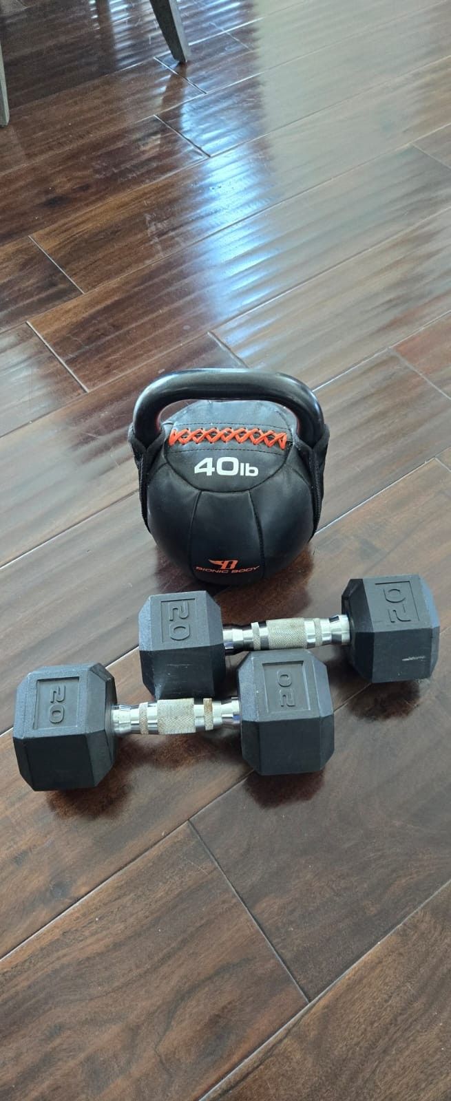 40lb Soft Kettle Bell & 2 20lb Dumbbells