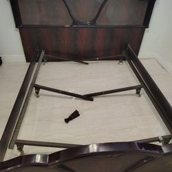 QUEEN Bedroom Set Bed Frame 2 Night Stand 6 Drawer Chest Dark Brown Coffee