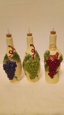 Ceramic Grape Vineyard Bottle Set of 3