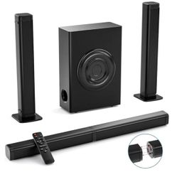 Sound Bars for TV with Subwoofer, 2.1ch Home Audio Speaker & 3D & 240W Deep Bass Subwoofer Bluetooth 2-in-1 Detachable TV Surround Sound Speaker Syste