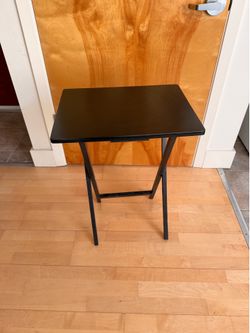 Three Folding Wooden Side Table Pair