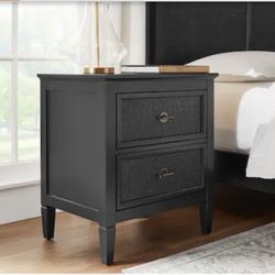 Home Decorators Collection Marsden Black 2-Drawer Cane Nightstand