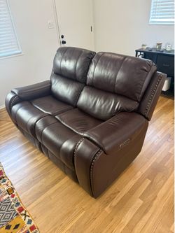 Leather Power Reclining Love Seat