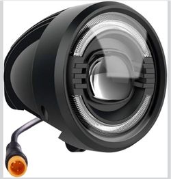 EBike Headlight with Horn 3/4 Pin Waterproof Connector 650 Lumen Bicycle Front Light for 36V 48V Electric Foldable/Mountain/Fat Tire Bikes
