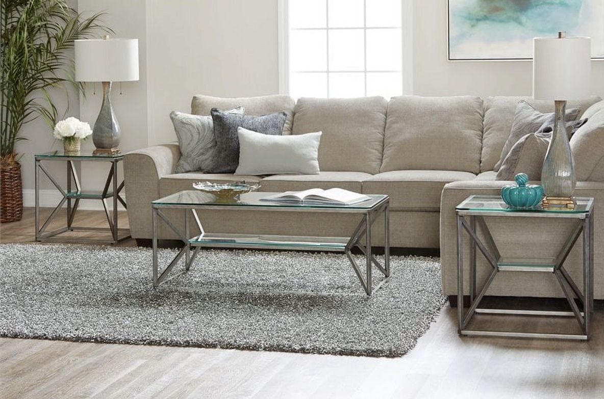 Lane Furniture Ontario Iron and Glass Cocktail Table in Pewter