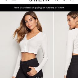 NEW SHEIN Crop Button up