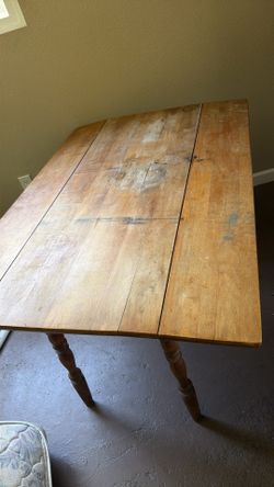 Antique Hand Made Farm Table With 2 Leaves. Perfect Working.