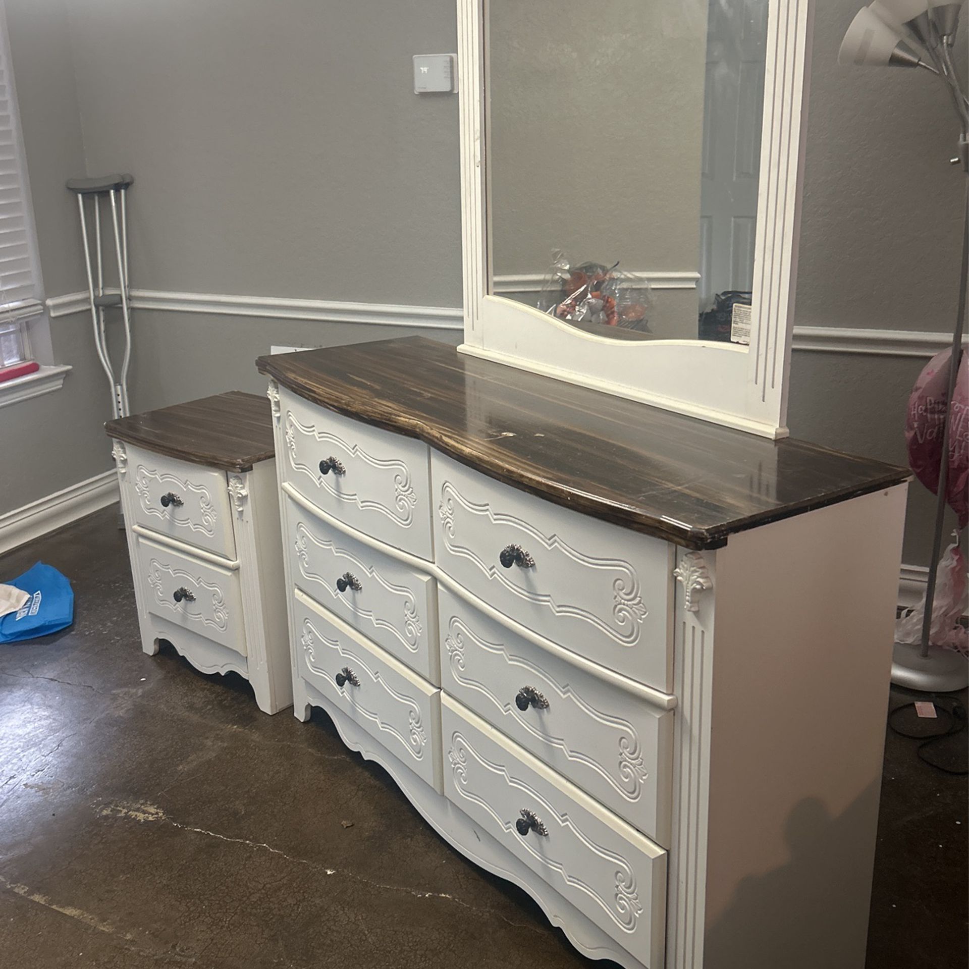 Dresser With Mirror And Matching Night Stand