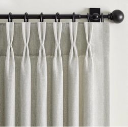 Pinch Pleated Semi Sheer Curtains, 40"x 90", Grey Beige