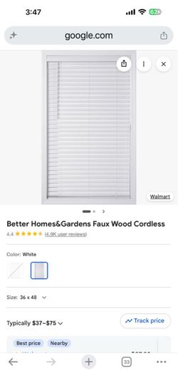 2” fauxwood cordless blind 36x48”