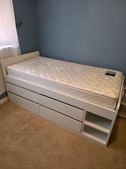 Twin bedframe with storage + mattress