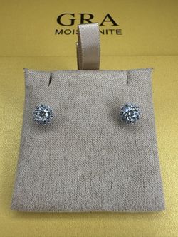 Moissanite Flower Earrings – 4.0mm 0.6ct Total, S925 Silver, GRA Certified VVS1