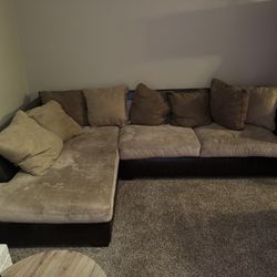 Brown Leather Sectional Couch 
